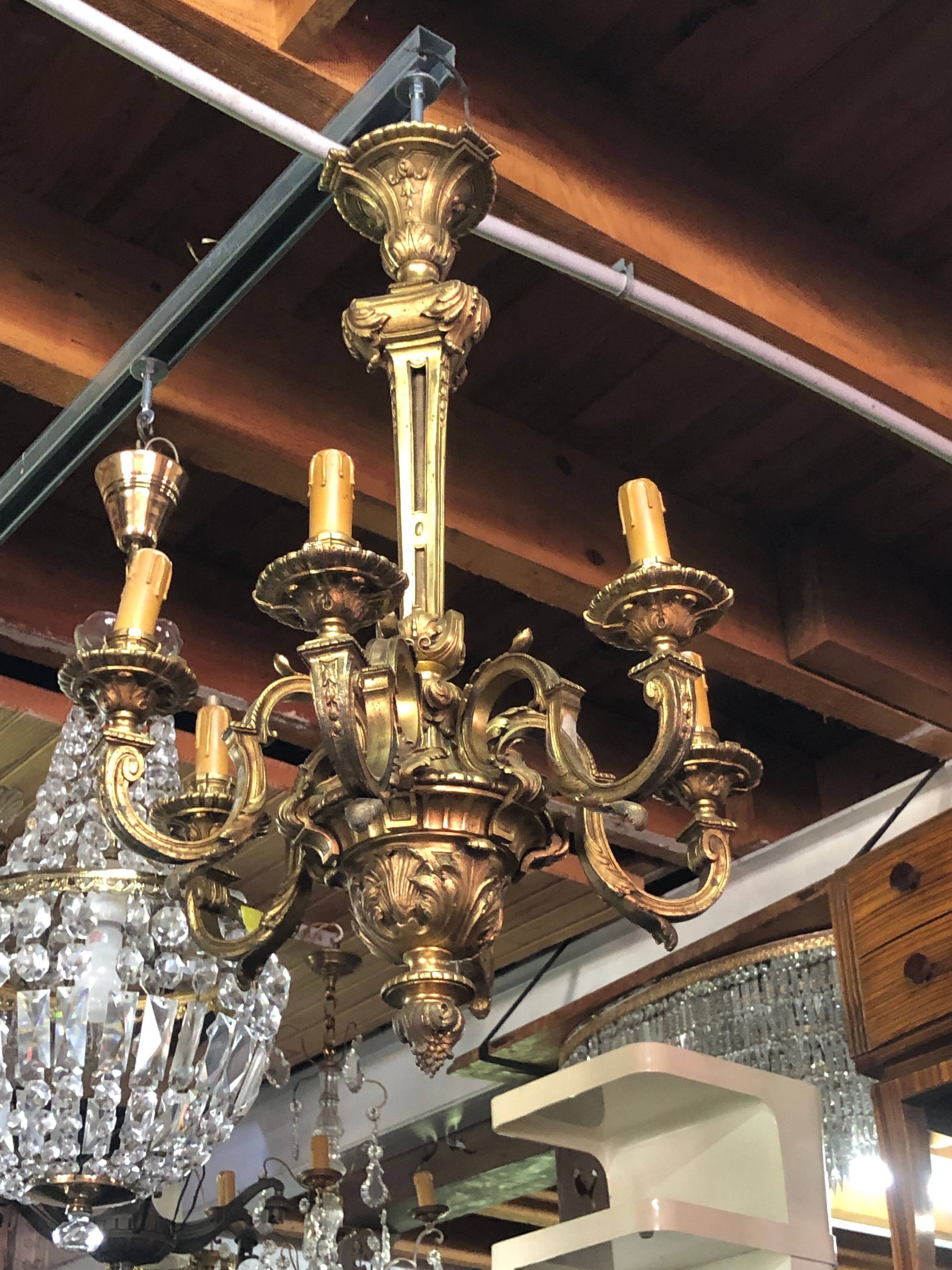 Chandelier with 6 lights in bronze Napoleon III