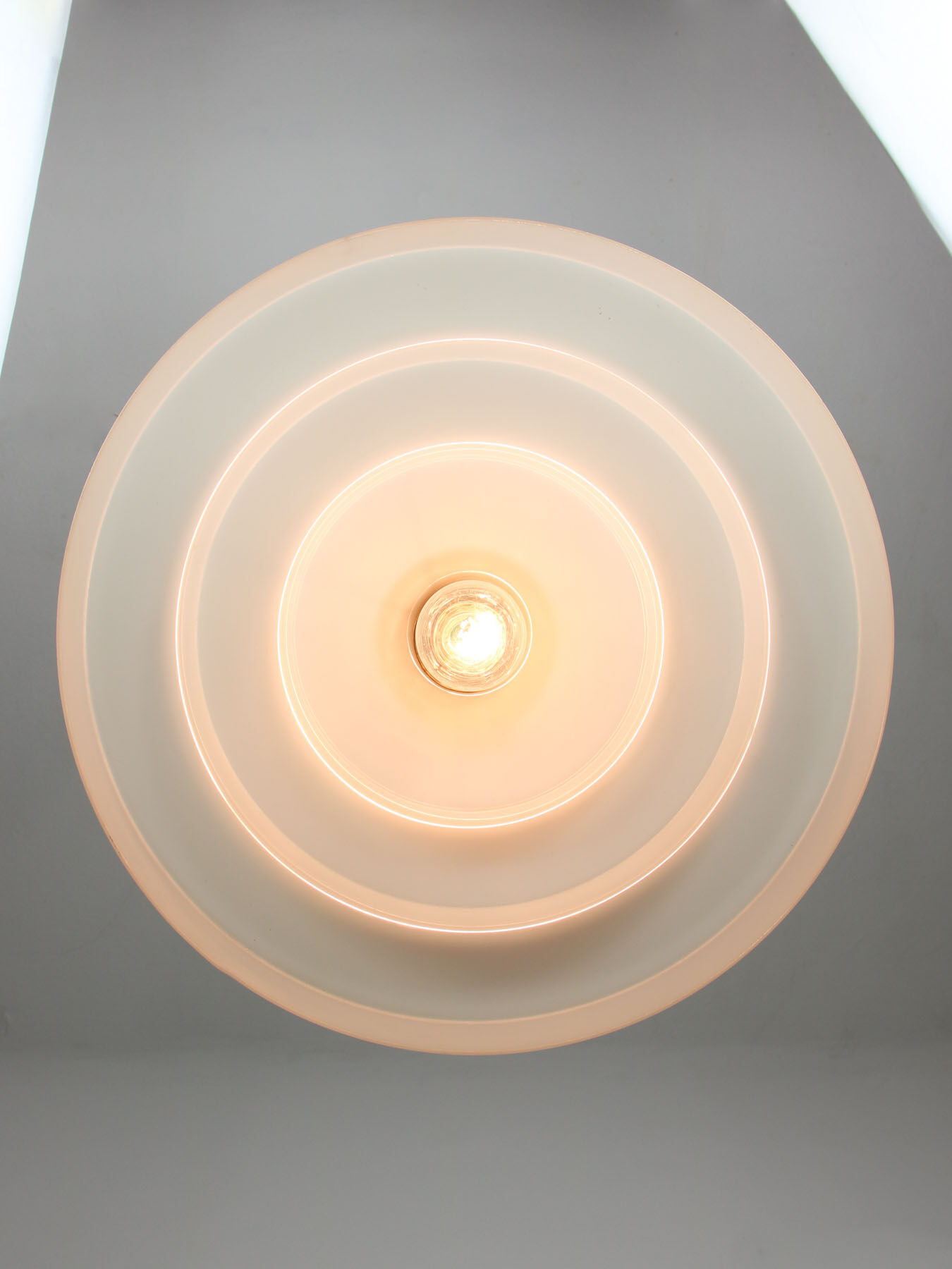 Mid-century cascade brass and plexiglass pendant lamp