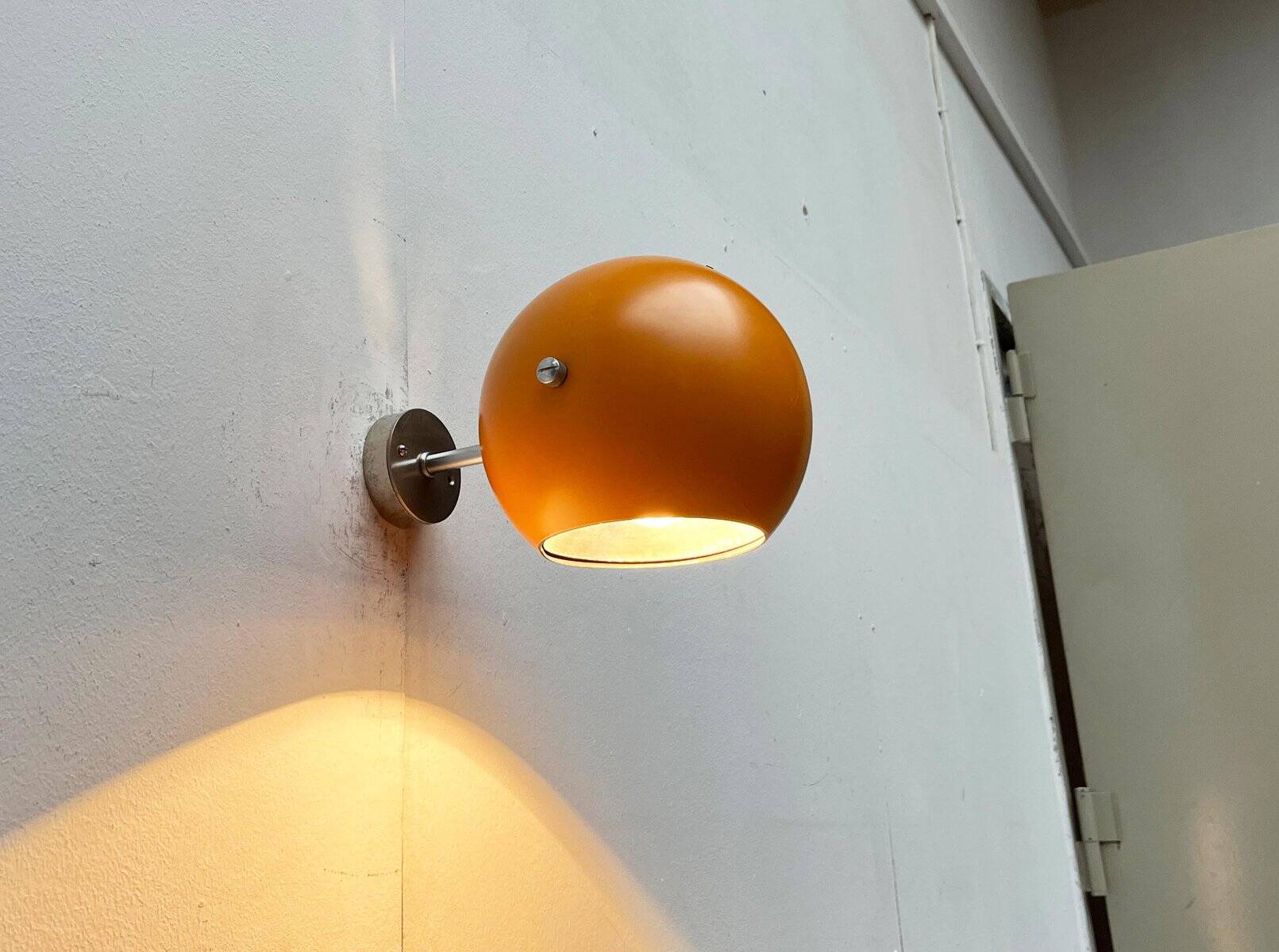 Mid-century Danish space age yellow ball wall lamps by Louis Poulsen, 1960s, set of 3.