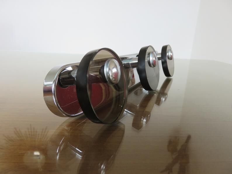 Fontana Arte chrome metal and smoked glass coat rack 70