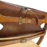 Two 1950s Danish Safari Chairs In Oak & Hide Leather by Poul Hundevad