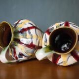 Pair of vintage ceramic vase U-Keramik 1505/20 West Germany, vase with handle, collection, pottery