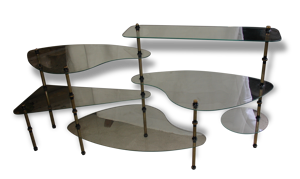 Étagère en verre acier et bronze