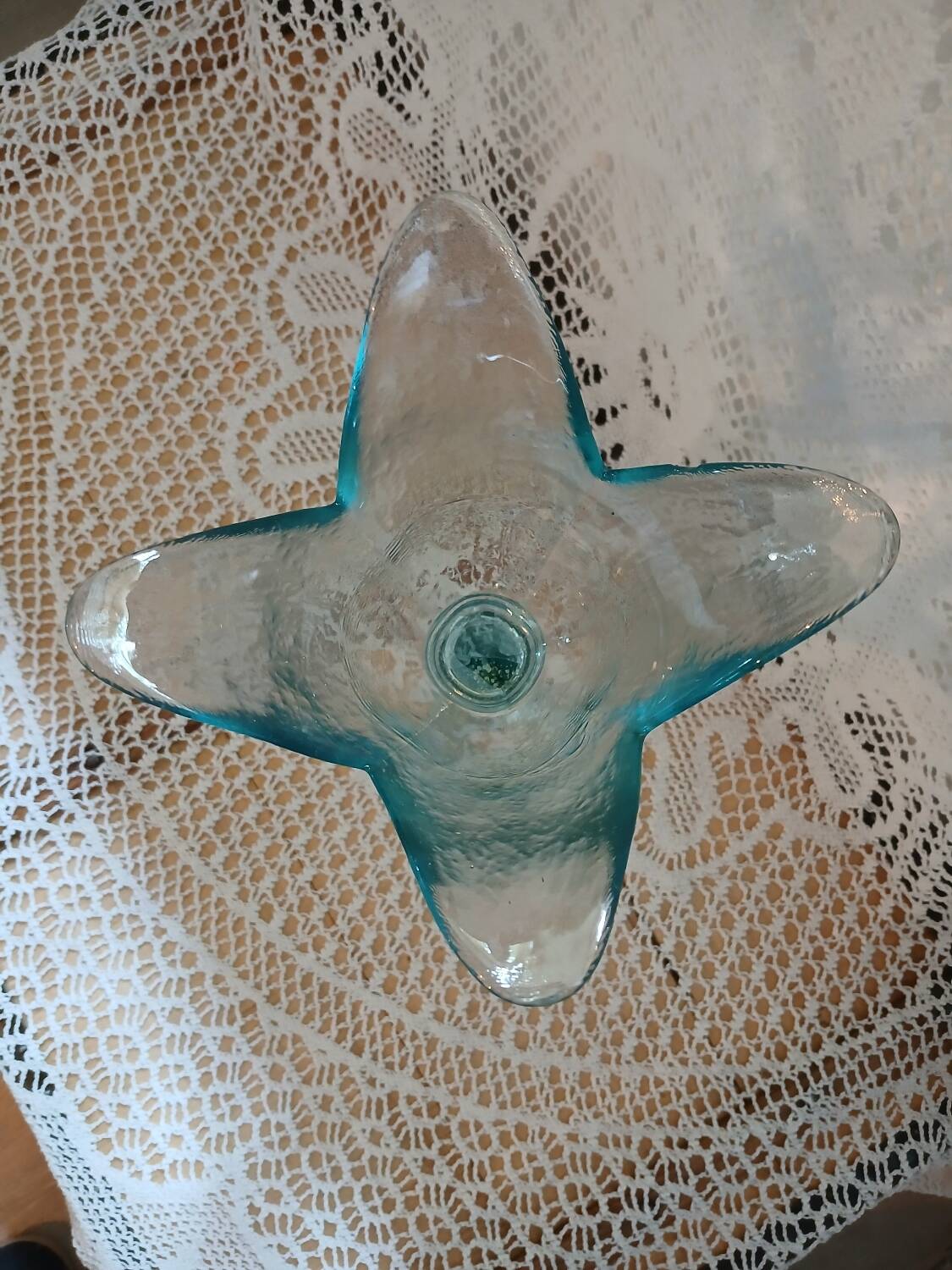 Glass tulip candle holder on stand