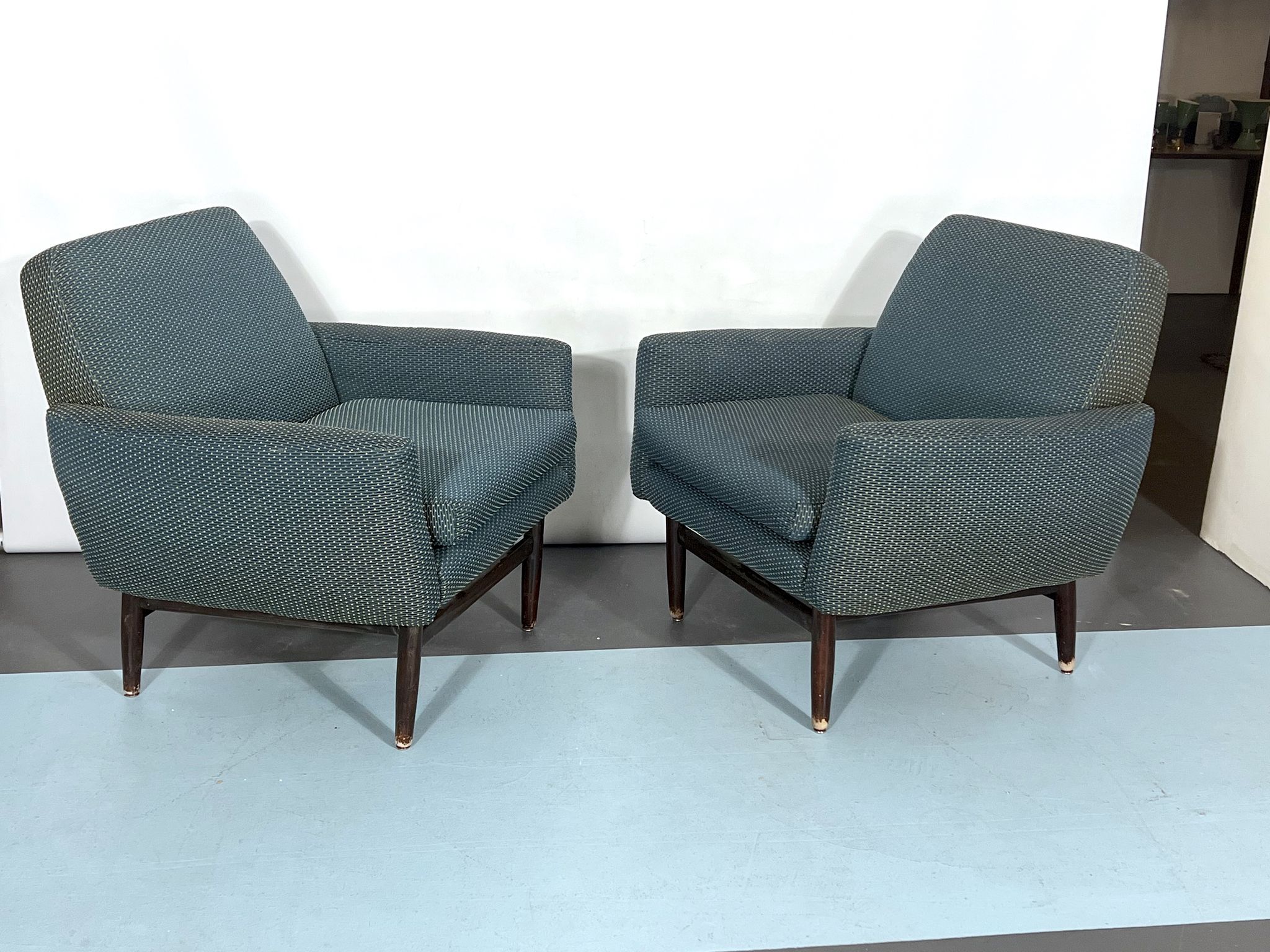 Italian Mid-century wood modern armchairs from 60s