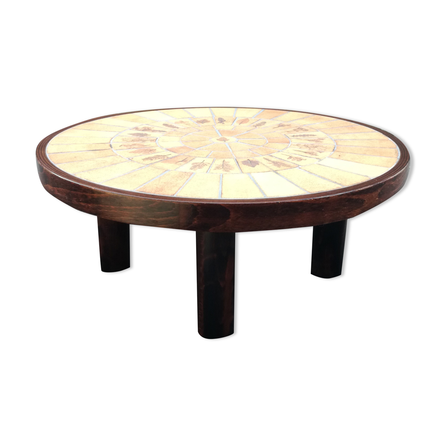 Roger Capron round coffee table with 4 legs "column"