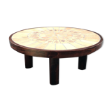 Roger Capron round coffee table with 4 legs "column"