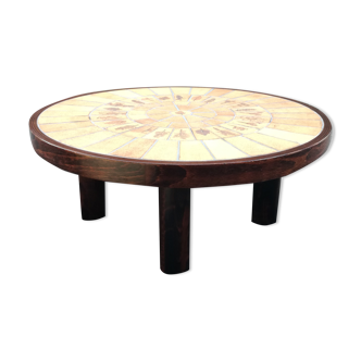 Roger Capron round coffee table with 4 legs "column"