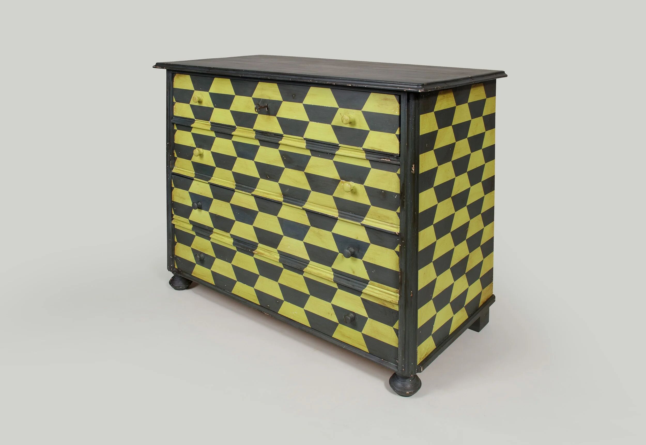 Pine commode from 1920 with recent decorative paint.