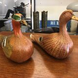 Duo of wicker ducks