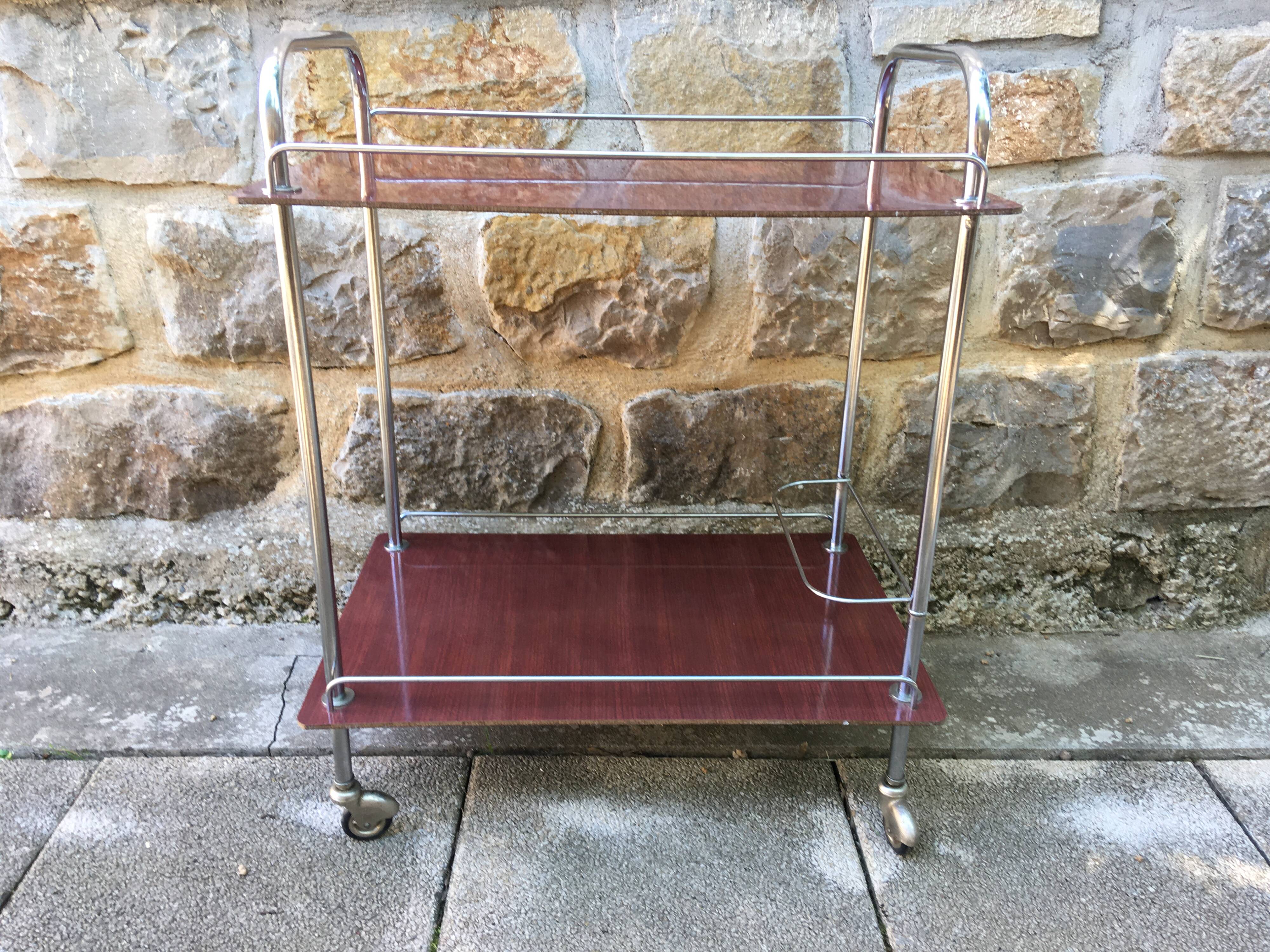 Steel and formica serving trolley