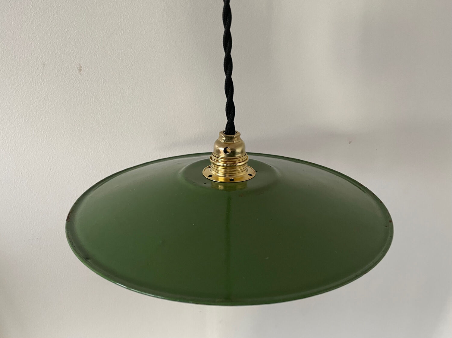 Old enameled metal lampshade