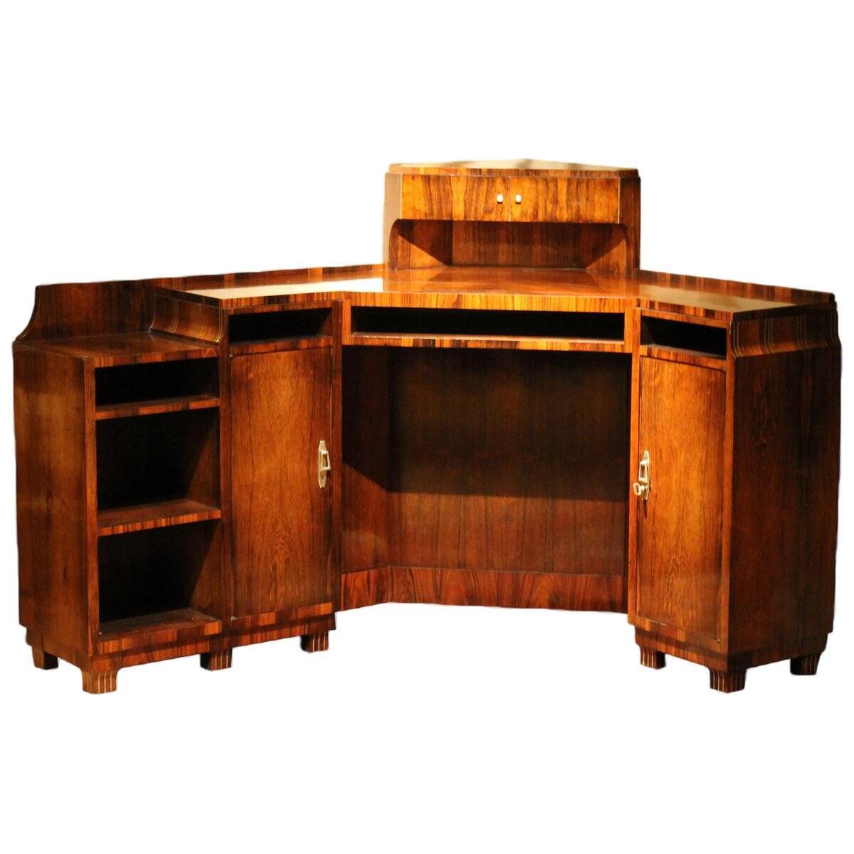 Art Deco Veneer Writing Desk or Vanity Table, 1920s