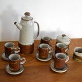 Vintage enameled stoneware coffee service made in Japan 60s