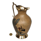 Pitcher, Hand painted brass jug
