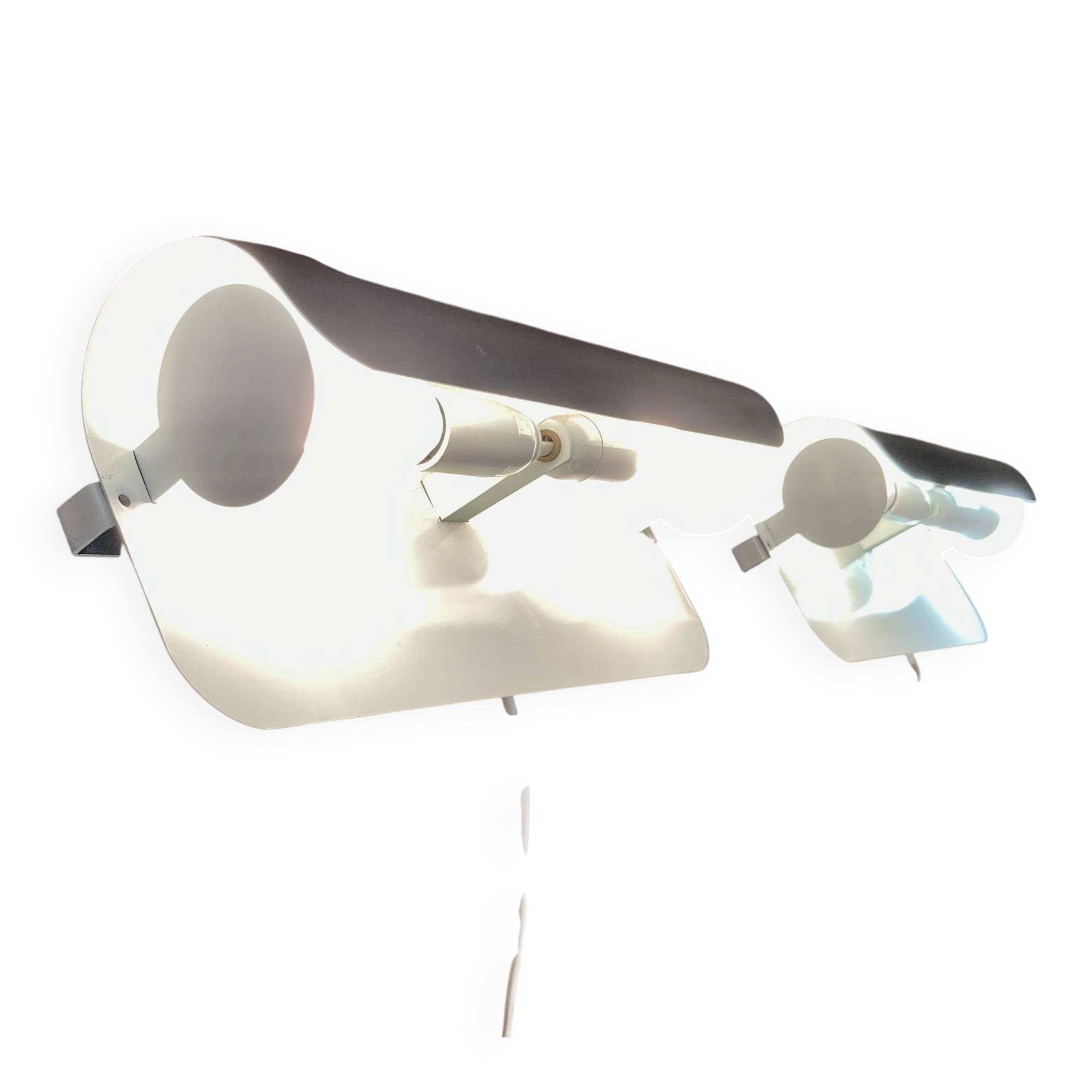 Pair of large scandinavian design steel wall lights 1970.