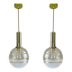 Paire de suspensions vintage en forme de globe en verre