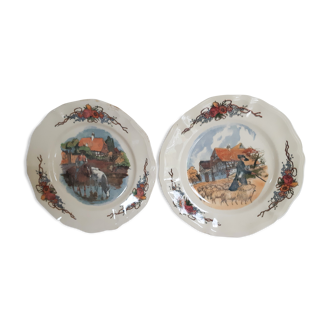 2 assiettes à dessert Sarreguemines vintage français