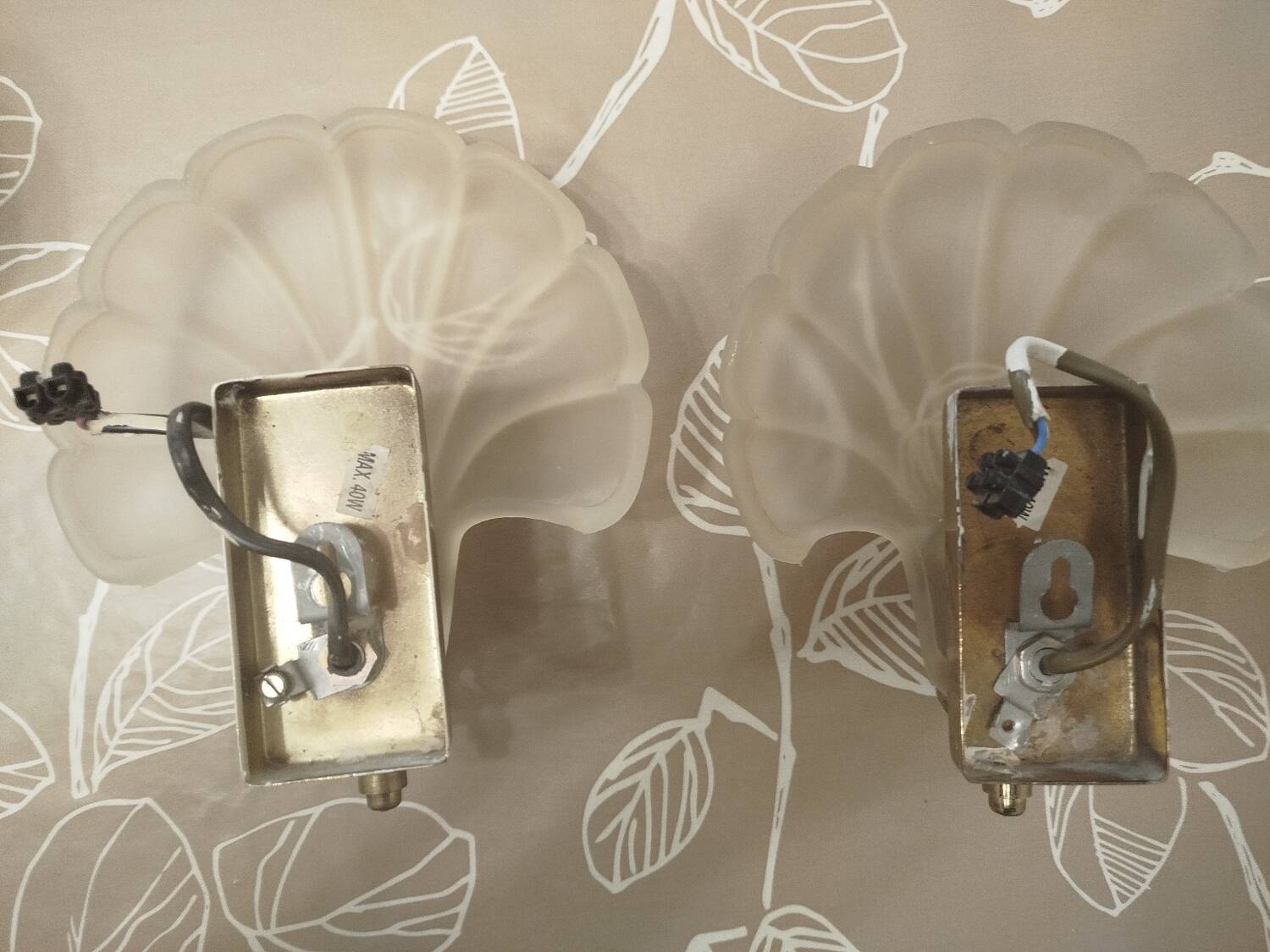 Paire d'appliques Art déco Regency forme coquillage France 1970