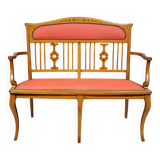 Art Nouveau period bench in light wood and marquetry circa 1900