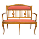 Banquette époque Art Nouveau en bois clair et marquéterie vers 1900