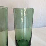 Set 6 verres gobelets verts soufflés 1960
