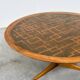 Vintage Wooden Coffee Table with Engraved Brass Top – 1970s