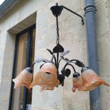 3-spoke glass paste chandelier