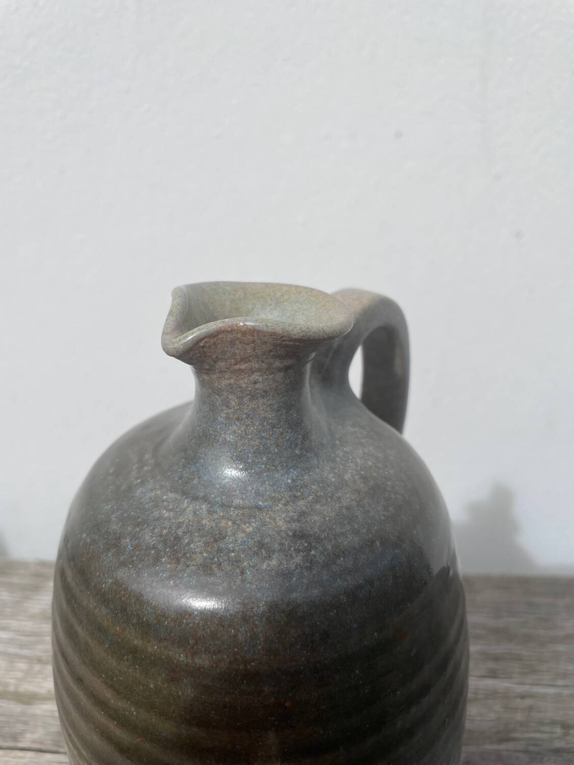 Beige ceramic vase signed Pierre Grau