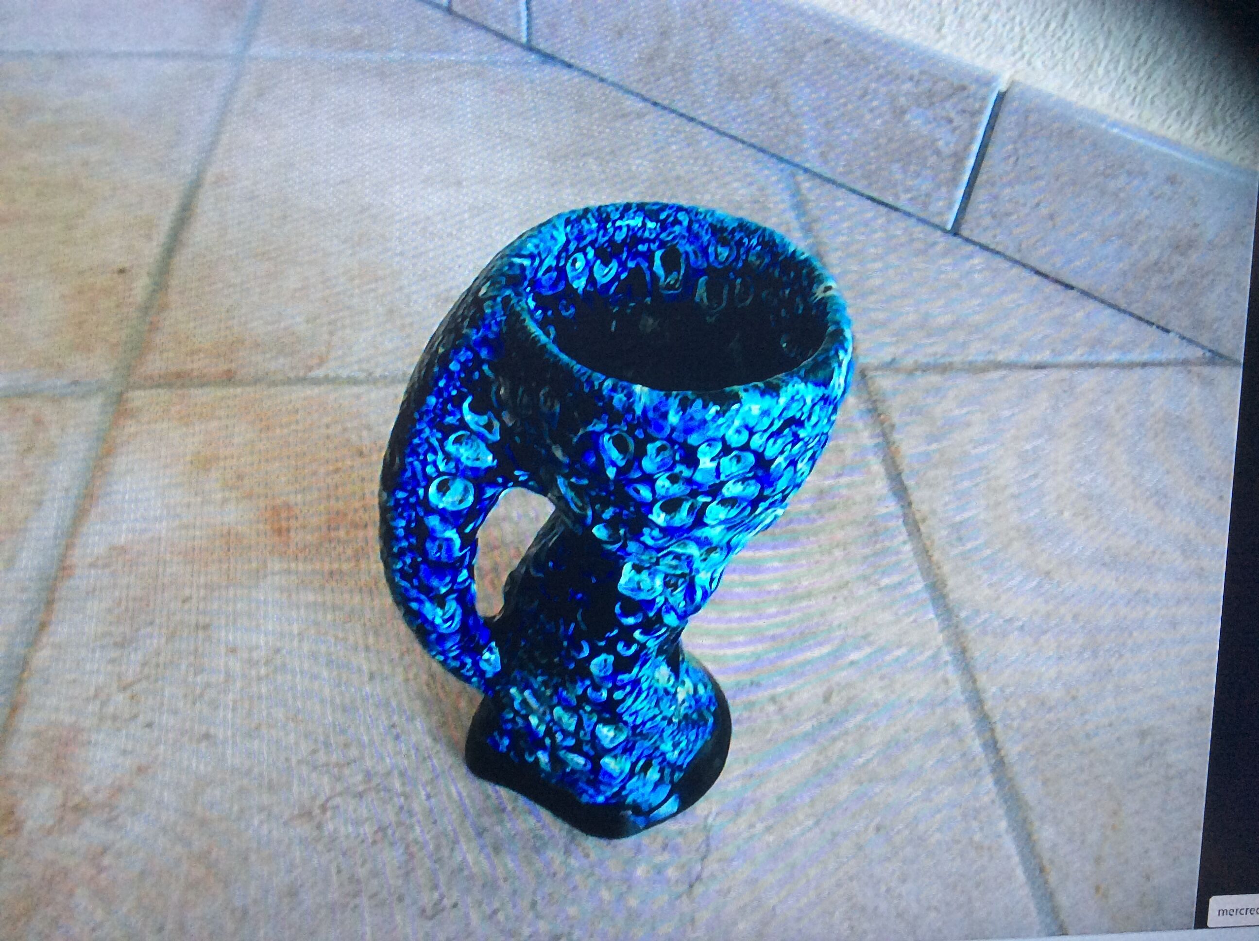 Blue foam vase of the seas enamels of glaciers