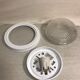 Old ceiling light molded glass vintage white metal support