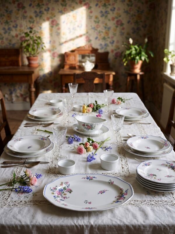Service 28 pièces Bernardaud porcelaine de Limoges décor floral années 20-50