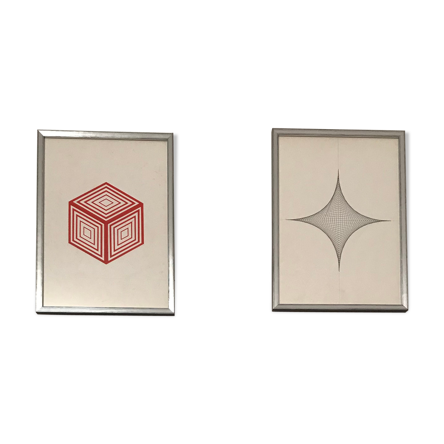 Series of two drawings, kinetic art, anonymous 1970