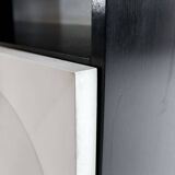 Meuble bar brutaliste en chêne noir et blanc