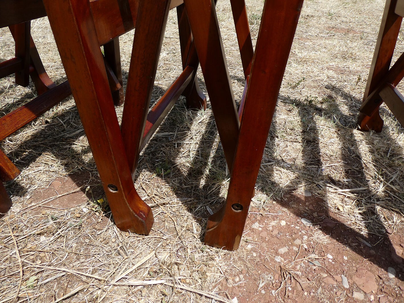 Lot of 6 foldable chairs in solid teak Roland Vlaemynck