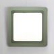 Postmodern square wall mirror with an army green beveled glass frame, Italy