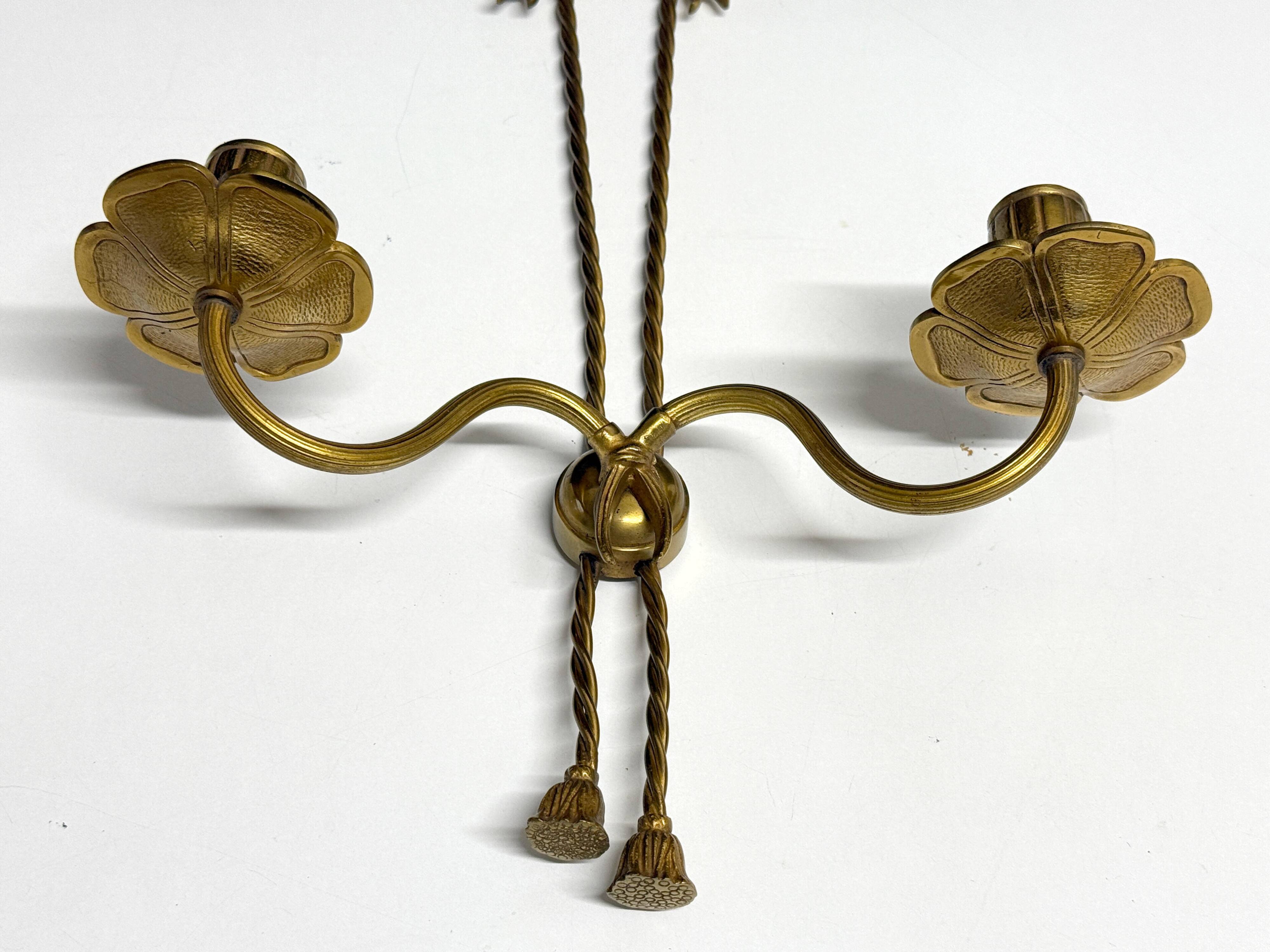 Antique Pair of 2-Light Wall Lights - Gilt Bronze - Louis XVI Style Knot