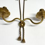 Ancien Paire Appliques 2 Feux - Bronze Doré - Nœud Style Louis XVI