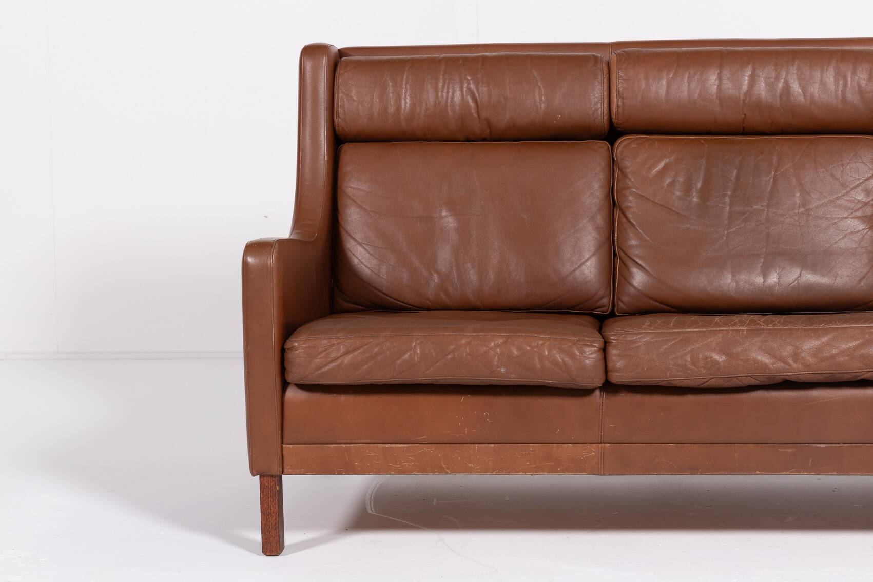 Canapé en cuir cognac danois moderne des années 1970