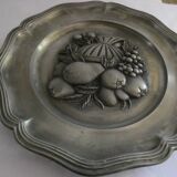 pewter plate with fruit decor