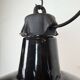 Industrial Black Enamel Factory Lamp with Cast Iron Top, 1950s