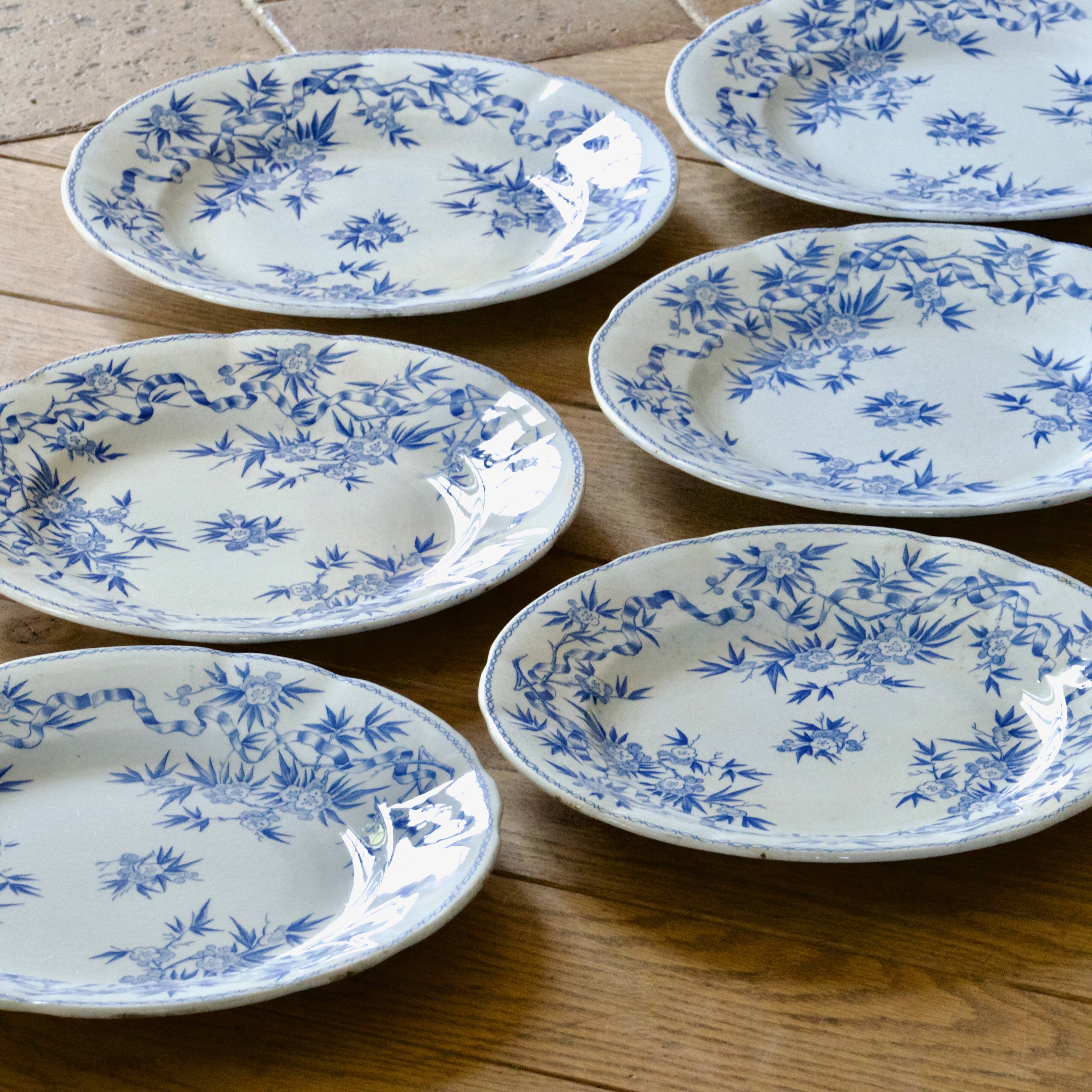 19th century Sarreguemines "Epine" ironstone dinner plates, 1880