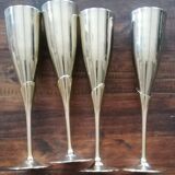 4 flûtes à champagne en laiton doré et argenté
