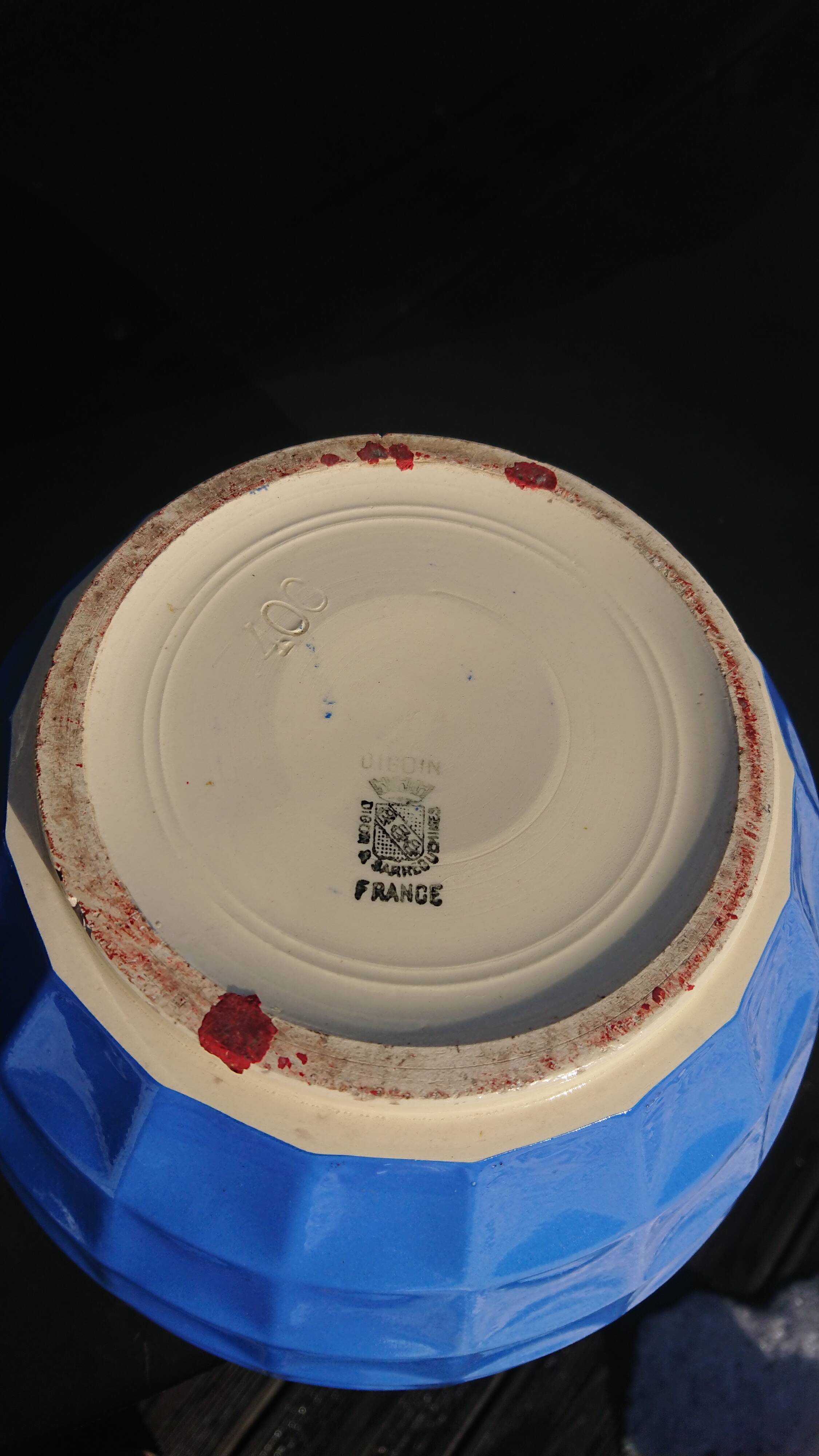 Digoin Sarreguemines Blue Pot Cache