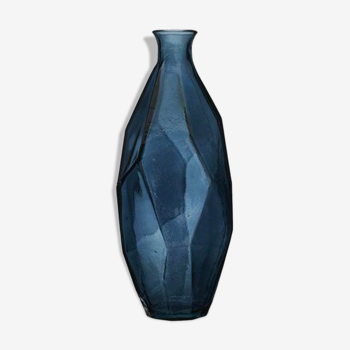 Vase en verre bleu "origami"