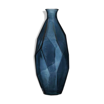 Vase en verre bleu "origami"