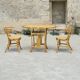 Table and chairs bistrot head to head rattan bamboo 1970