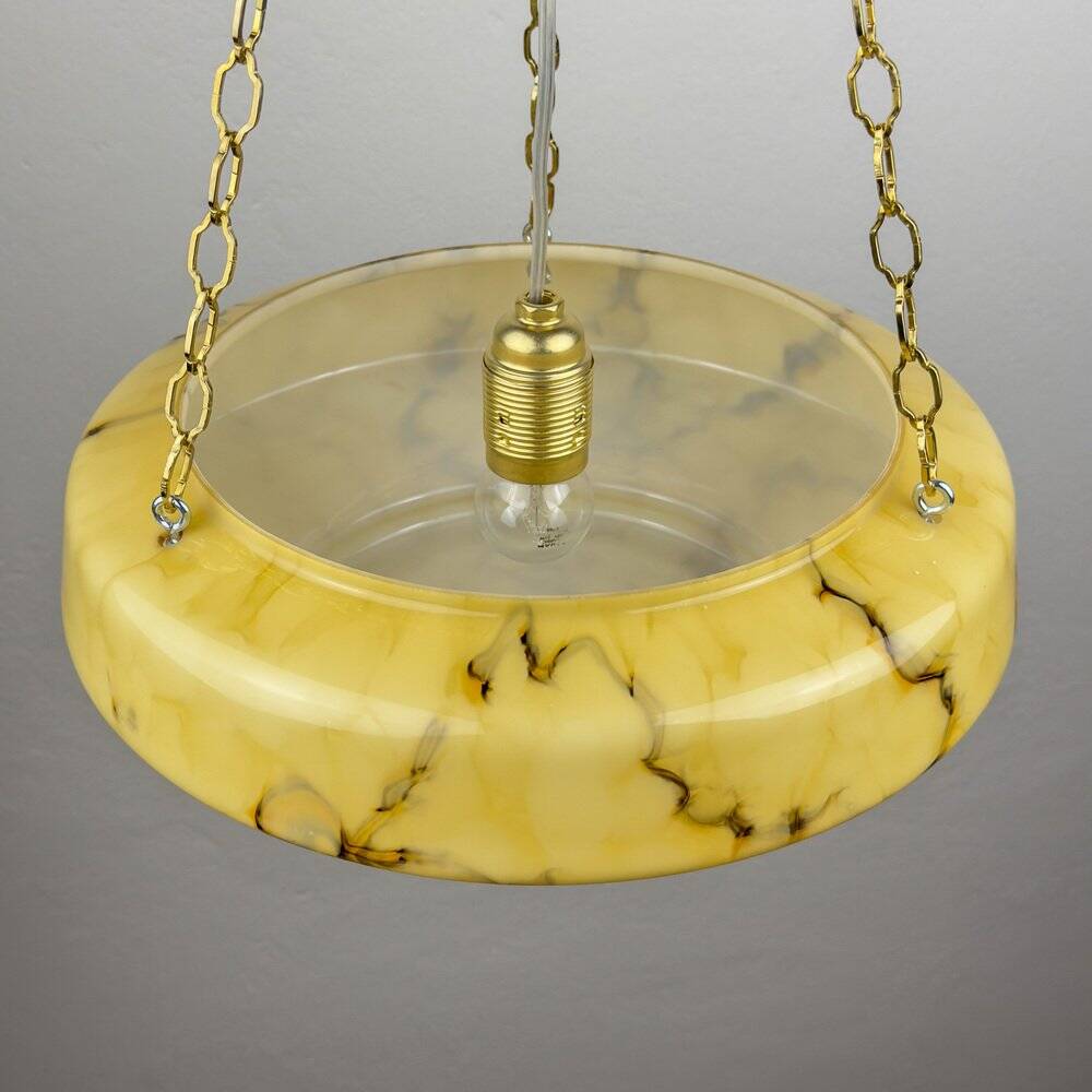 Art Deco pendant lamp in yellow glass, 1930s
