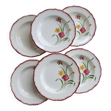 6 vintage deep plates Terre de Fer Salins model Pierrette