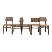 5 vintage oak chairs & original fabric